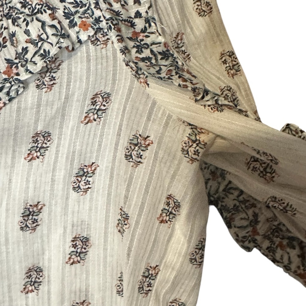 Veronica Beard Size 0 Abra Blouse Cotton Floral Print Pattern Ruffle Long Sleeve - Picture 5 of 9